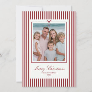 Elegante Streifen-Weihnachts-Schleife Familien-Fei Feiertagskarte