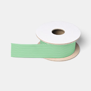 Elegante Streifen Weiß - Sommergrün Satinband