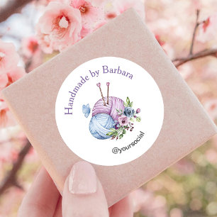 Elegante Stricknadeln aus Garn Runder Aufkleber