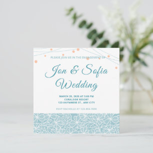 Elegante String-Leuchten mit blauer Blüte Einladung