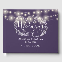 Elegante String Lights Lila Hochzeit Gästebuch