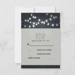 Elegante String Lights Night Stars Wedding RSVP Karte
