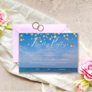 Elegante String Lights Summer Beach Arbor Wedding RSVP Karte