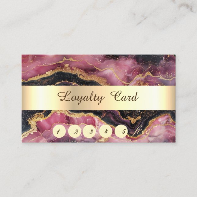 Elegante Stripe Burgundy Marble Loyalty Card Treuekarte (Vorderseite)