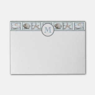 Elegante, stylische Muscheln und Sternmonogramm Post-it Klebezettel