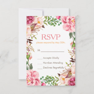 Elegante subtile Chic Pink Floral UAWG Respond Car RSVP Karte