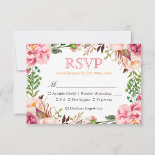Elegante subtile Chic Rosa Blumenküche UAWG RSVP Karte