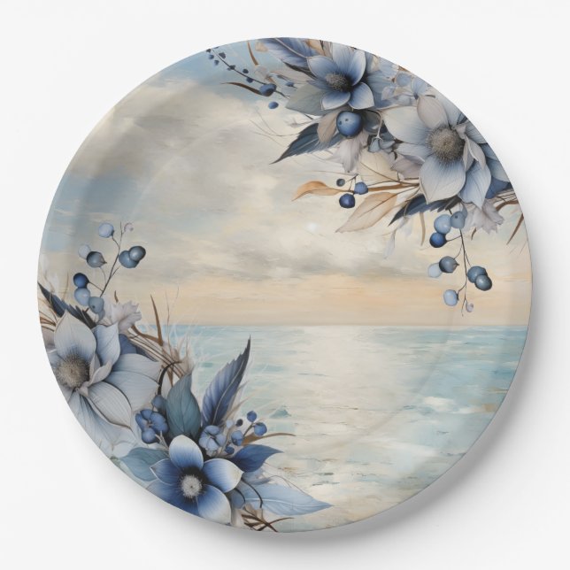 Elegante, subtile Sonnenuntergänge und blumenreich Pappteller (Vorderseite)