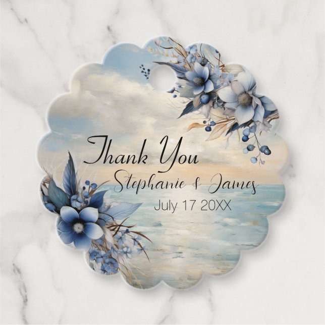 Elegante subtile Sonnenuntergänge und blumenreiche Geschenkanhänger (Vorderseite)