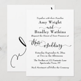 Elegante, subtile Typografie, Schwarz auf Weiße Ho Einladung