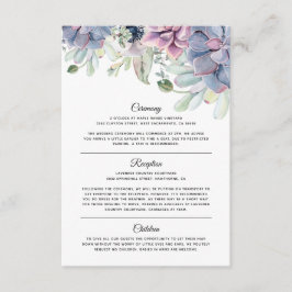 Elegante Succulent Florals Hochzeitsinformationen Begleitkarte