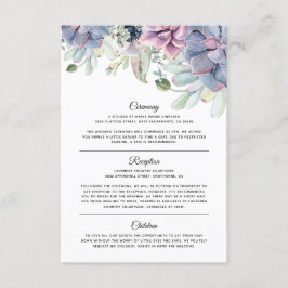 Elegante Succulent Florals Hochzeitsinformationen Begleitkarte