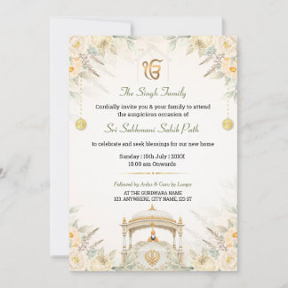 Elegante Sukhmani Sahib Path Einweihungsfeier-Einl Einladung