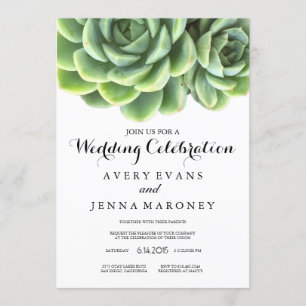 Elegante Sukkulente Pflanze Einladung zur Hochzeit