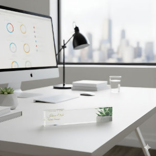 Elegante Sukkulenten-Pflanze Grün Büro individuell Namensplakette