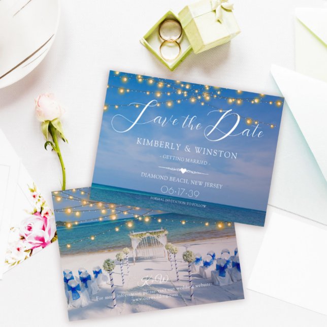 Elegante Summer Beach Wedding Save the Date Card (Von Creator hochgeladen)