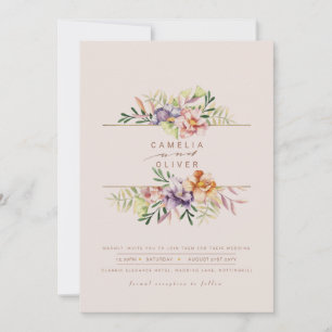 Elegante Summer Floral Wedding Einladung QR Code U