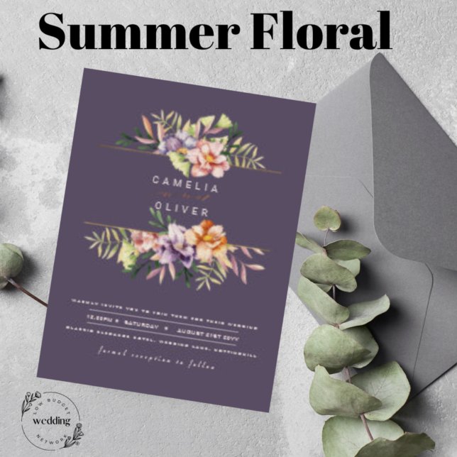 Elegante Summer Floral Wedding Einladung QR Code U (Von Creator hochgeladen)
