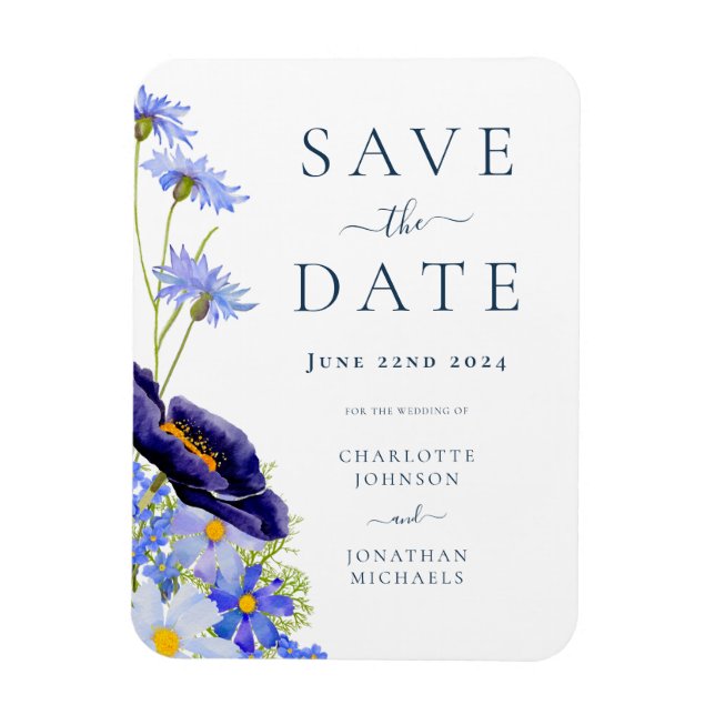 Elegante Summer Floral Wedding Magnet (Vertikal)