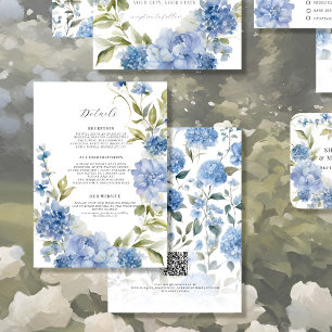 Elegante Summer Floral Wildblume Blau Weißes Detai Begleitkarte