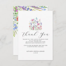 Elegante Summer Meadow Wildblumen Hochzeit Dankeskarte