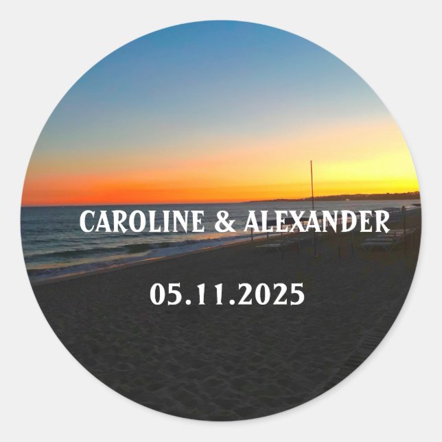 Elegante Summer Ocean Sunset Tropical Beach Hawaii Runder Aufkleber (Vorderseite)