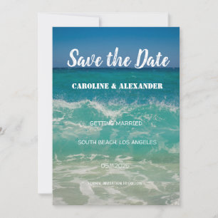Elegante Summer Ocean Waves Beach Tropical Wedding Save The Date