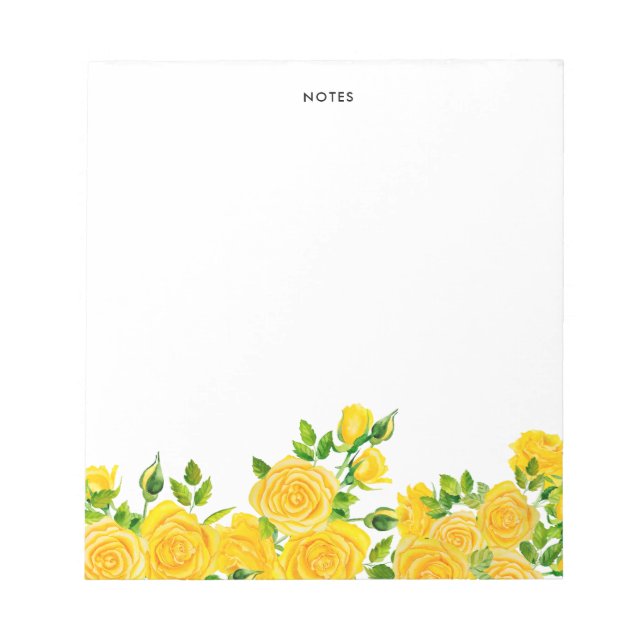 Elegante Summer Watercolor Gelbe Blumen Notizblock (Vorderseite)