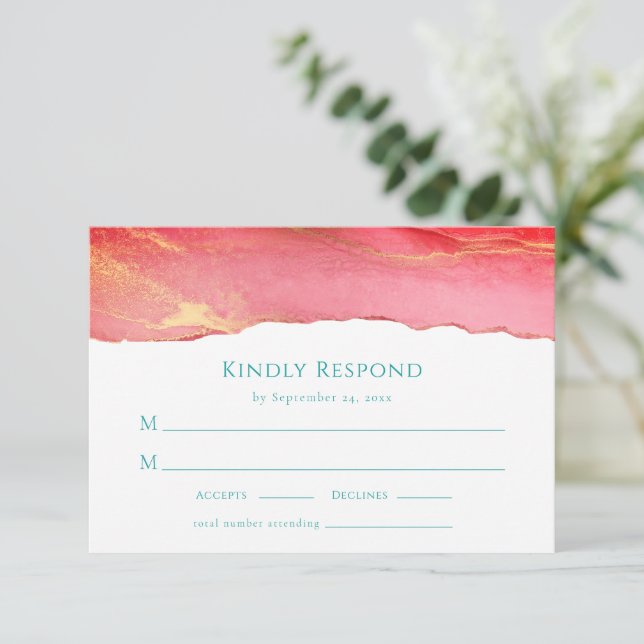Elegante Summer Wedding RSVP Response Card (Stehend Vorderseite)