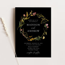 Elegante Summer Wildblume Wreath Black Wedding