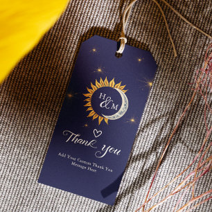 Elegante Sun Moon Monogram-Gastgeschenk Hochzeit Geschenkanhänger