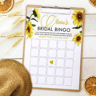 Elegante Sunflowers Brautparty Bingo Game Card Einladung