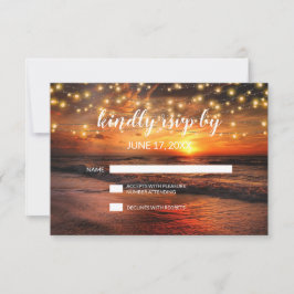 Elegante Sunset Summer Beach Wedding RSVP Card Einladung