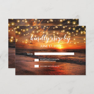 Elegante Sunset Summer Beach Wedding RSVP Card Einladung