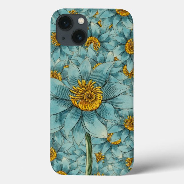 Elegante Surreal Sonnenblume Aquamarin Gelbe Blüte Case-Mate iPhone Hülle (Rückseite)