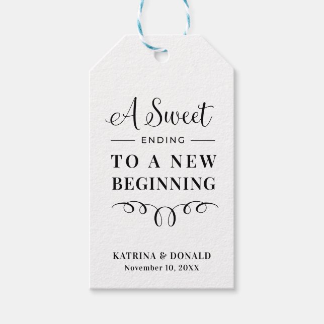 Elegante Süße bis zu einer neuen Hochzeit Geschenkanhänger (Vorderseite)