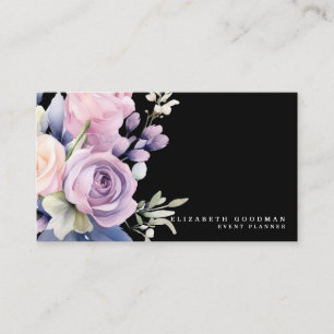 Elegante süße Blumen schwarze Visitenkarten Visitenkarte