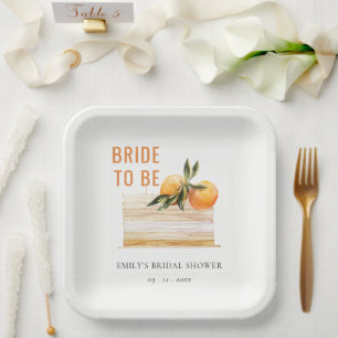 Elegante Süße Boho Orange Fruchtkuchen Brautparty Pappteller