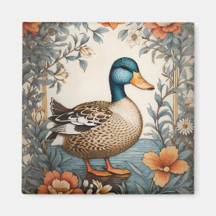 Elegante süße dicke Ente Vintage-Blumen Magnet