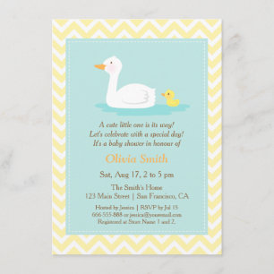 Elegante süße Ente Chevron Baby Shower Einladungen