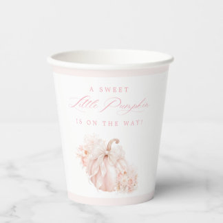 Elegante süße kleine Kürbis-Schleife Baby Shower Pappbecher