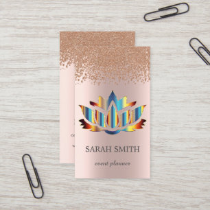Elegante Süße Roségold Diamanten Lotus Visitenkart Visitenkarte