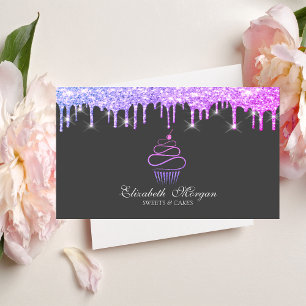 Elegante Süßigkeiten Glitter Cupcake Violette Trop Visitenkarte