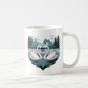 Elegante Swan Heart Design Tasse - Valentines Gesc