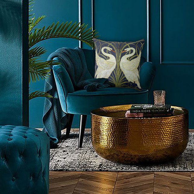 Elegante Swan Tanz Art Nouveau Kissen (Von Creator hochgeladen)