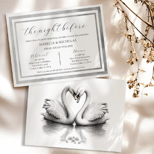 Elegante Swan Wedding Probe Dinner Einladung