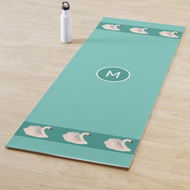Elegante Swans & Monogram auf Aquamariner Yoga Mat Yogamatte (Beispiel)