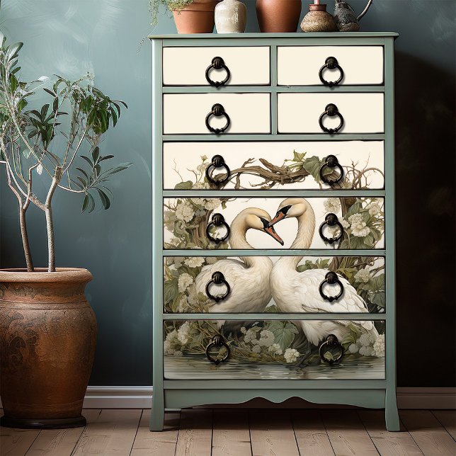 Elegante Swans Vintag Viktorianisch Boho Seidenpapier (Von Creator hochgeladen)