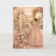 Elegante Sweet 15 Quinceañera Blumengrußkarte