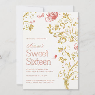 Elegante Sweet 16 Geburtstagseinladung - Pfirsich Einladung